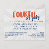 4 juli Vuurwerk Party Invitation Briefkaart (Voorkant)