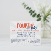 4 juli Vuurwerk Party Invitation Briefkaart (Staand voorkant)