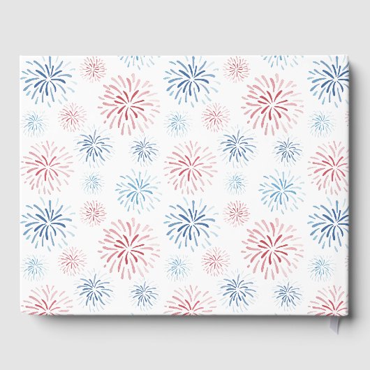 4 juli vuurwerk Red White Blue Wedding Gastenboek (Achterkant)