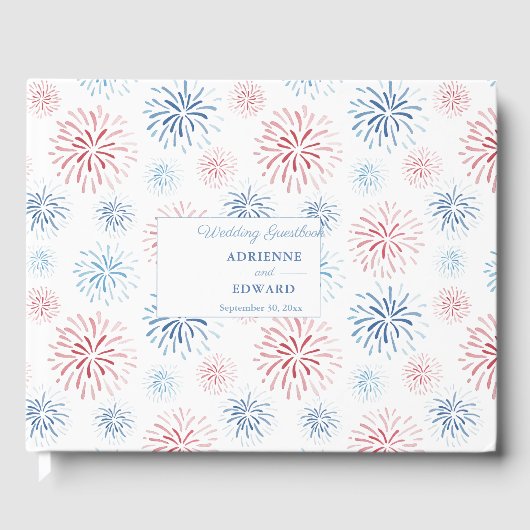 4 juli vuurwerk Red White Blue Wedding Gastenboek (Voorkant)
