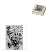 4 JULI VUURWERK ROBOT STEAMPUNK RUBBER STEMPEL (Gestempeld)