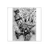 4 JULI VUURWERK ROBOT STEAMPUNK RUBBER STEMPEL (Afrduk)