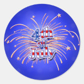 4 juli Vuurwerk Ronde Sticker (Voorkant)