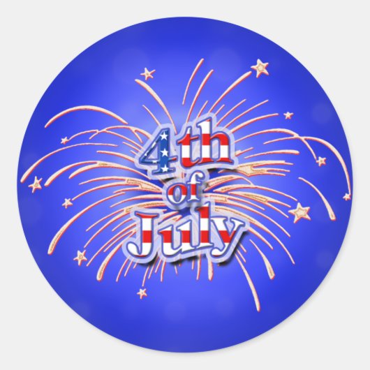 4 juli Vuurwerk Ronde Sticker (Voorkant)