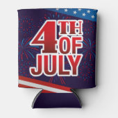 4 juli Vuurwerk Rood Wit Blauw Blikjeskoeler (Voorkant)