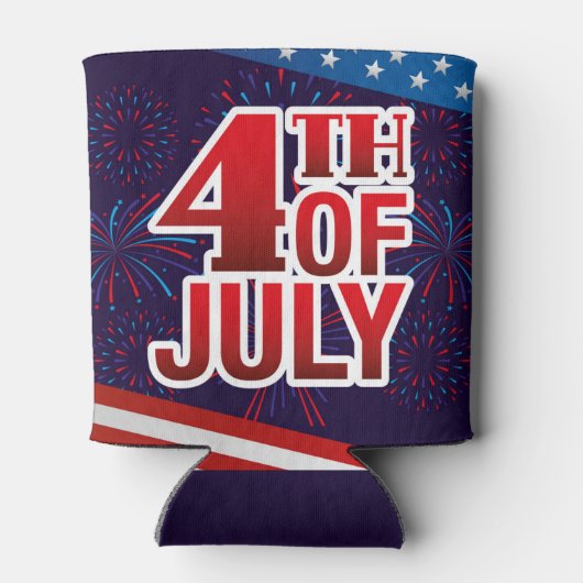 4 juli Vuurwerk Rood Wit Blauw Blikjeskoeler (Achterkant)