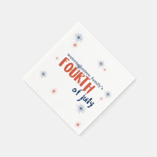 4 juli Vuurwerk Rood Wit en Blauw Servetten (Hoek)