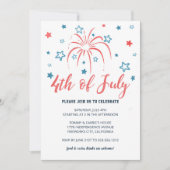 4 juli Vuurwerk Sterren Feest Kaart (Voorkant)