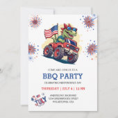 4 juli Vuurwerk T-Rex Amerika Vlag BBQ Party Kaart (Voorkant)