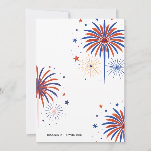 4 juli Vuurwerk T-Rex Amerika Vlag BBQ Party Kaart (Achterkant)