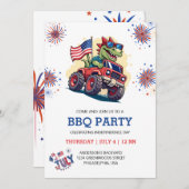 4 juli Vuurwerk T-Rex Amerika Vlag BBQ Party Kaart (Voorkant / Achterkant)