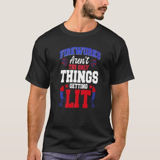4 juli vuurwerk technicus Amerikaanse vlag Pyro T-shirt (Voorkant)