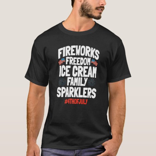 4 juli Vuurwerk Technicus Ice Cream American T-shirt (Voorkant)