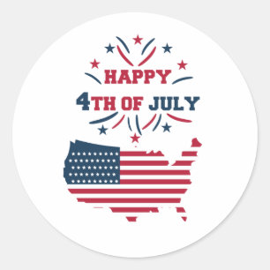 4 juli Vuurwerk USA Rood Wit Blauwe Vlag Ronde Sticker