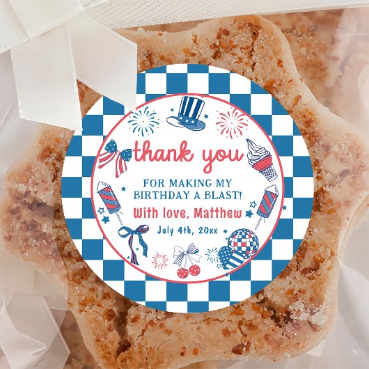 4 juli Vuurwerk Verjaardag Dank U Sticker
