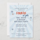 4 juli Vuurwerk Verjaardag Uitnodiging (Voorkant)