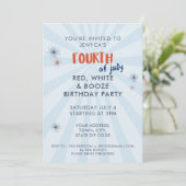 4 juli Vuurwerk Verjaardag Uitnodiging (Staand voorkant)