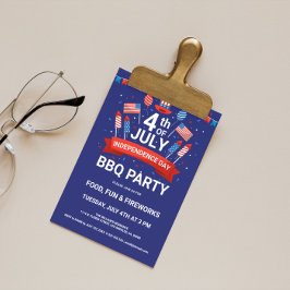 4 juli Vuurwerk & Vlaggen BBQ-feest Uitnodiging