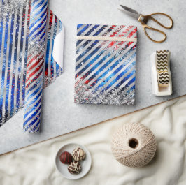 4 juli Vuurwerk Zilveren Glitter Onafhankelijkheid Cadeaupapier