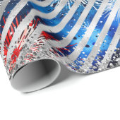 4 juli Vuurwerk Zilveren Glitter Onafhankelijkheid Cadeaupapier (Rol Hoek)
