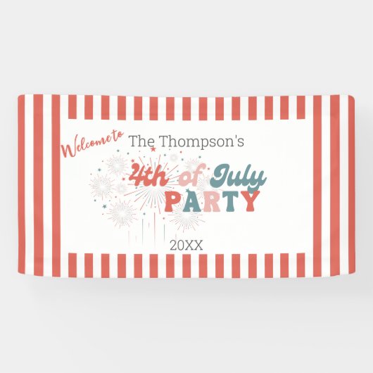 4 juli Vuurwerkbanner Spandoek (Horizontaal)