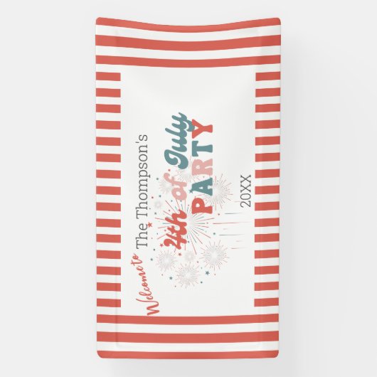 4 juli Vuurwerkbanner Spandoek (Verticaal)