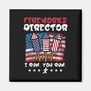 4 juli Vuurwerkdirecteur I Run Funny US Flag Am Magneet