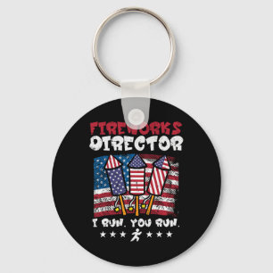 4 juli Vuurwerkdirecteur I Run Funny US Flag Am Sleutelhanger