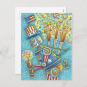 4 JULI VUURWERKROBOT, VAKANTIE BRIEFKAART (Voorkant / Achterkant)