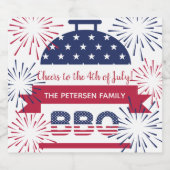 4 juli vuurwerksterren en -strepen bier etiket (Enkel label)