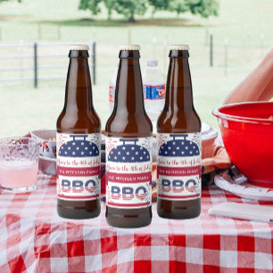 4 juli vuurwerksterren en -strepen bier etiket
