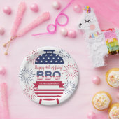 4 juli vuurwerksterren en -strepen papieren bordje (Feest)