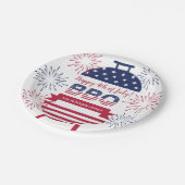 4 juli vuurwerksterren en -strepen papieren bordje (Gekanteld)