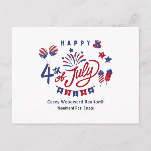 4 juli Waardering en Verwijzing Marketing Feestdagenkaart (Voorkant)