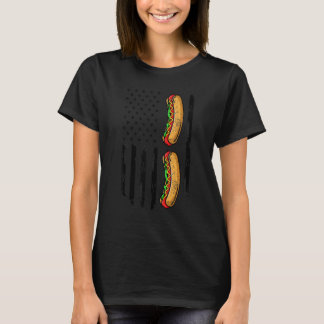 4 juli warme hond Amerikaanse vlaggegrilling T-shirt