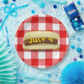 4 juli warme hond op buffelplaat papieren bordje (Feest)