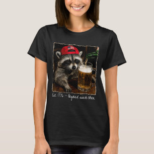 4 juli wasbeer die bier drinkt patriottisch en t-shirt