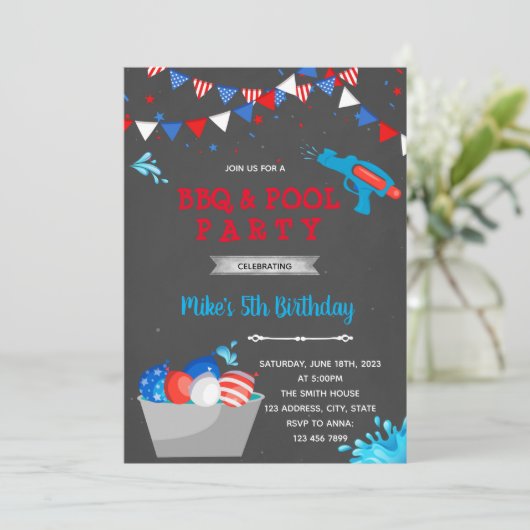 4 juli waterballonpartij Uitnodiging (Staand voorkant)