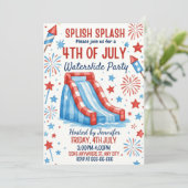 4 juli Waterslide Party Invitation Sjabloon Kaart (Staand voorkant)