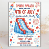 4 juli Waterslide Party Invitation Sjabloon Kaart