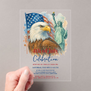 4 juli waterverf Eagle Patriottische Partij Acryl Uitnodigingen