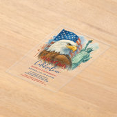 4 juli waterverf Eagle Patriottische Partij Acryl Uitnodigingen (Laagn)