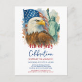 4 juli waterverf Eagle Patriottische Partij Briefkaart (Voorkant)