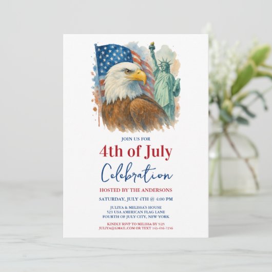 4 juli waterverf Eagle Patriottische Partij Kaart (Staand voorkant)