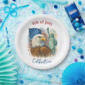 4 juli waterverf Eagle Patriottische Partij Papieren Bordje (Feest)