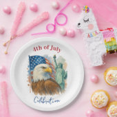 4 juli waterverf Eagle Patriottische Partij Papieren Bordje (Feest)