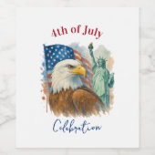 4 juli waterverf Eagle Patriottische Partij Wijn Etiket (Enkel label)