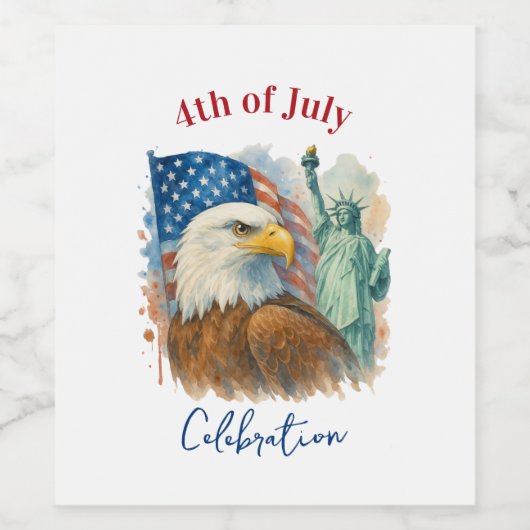 4 juli waterverf Eagle Patriottische Partij Wijn Etiket (Enkel label)