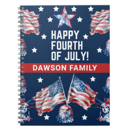 4 juli Waterverf Familienaam gepersonaliseerd Notitieboek