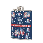 4 juli Waterverf Familienaam Patriottisch Heupfles (Links)